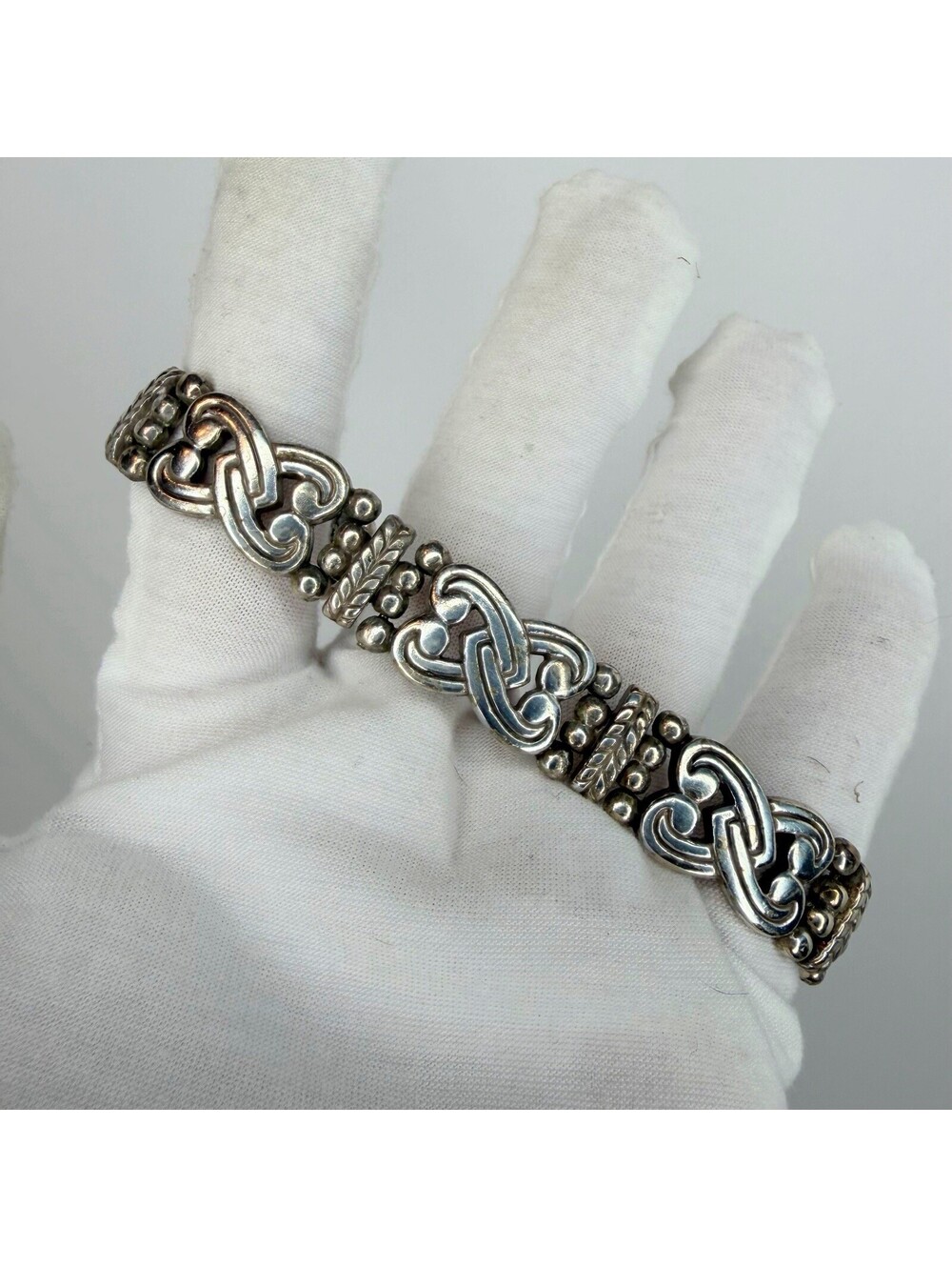 Brighton Manzanita Silver Interlocking Hearts Panel Link Toggle Bracelet Retired